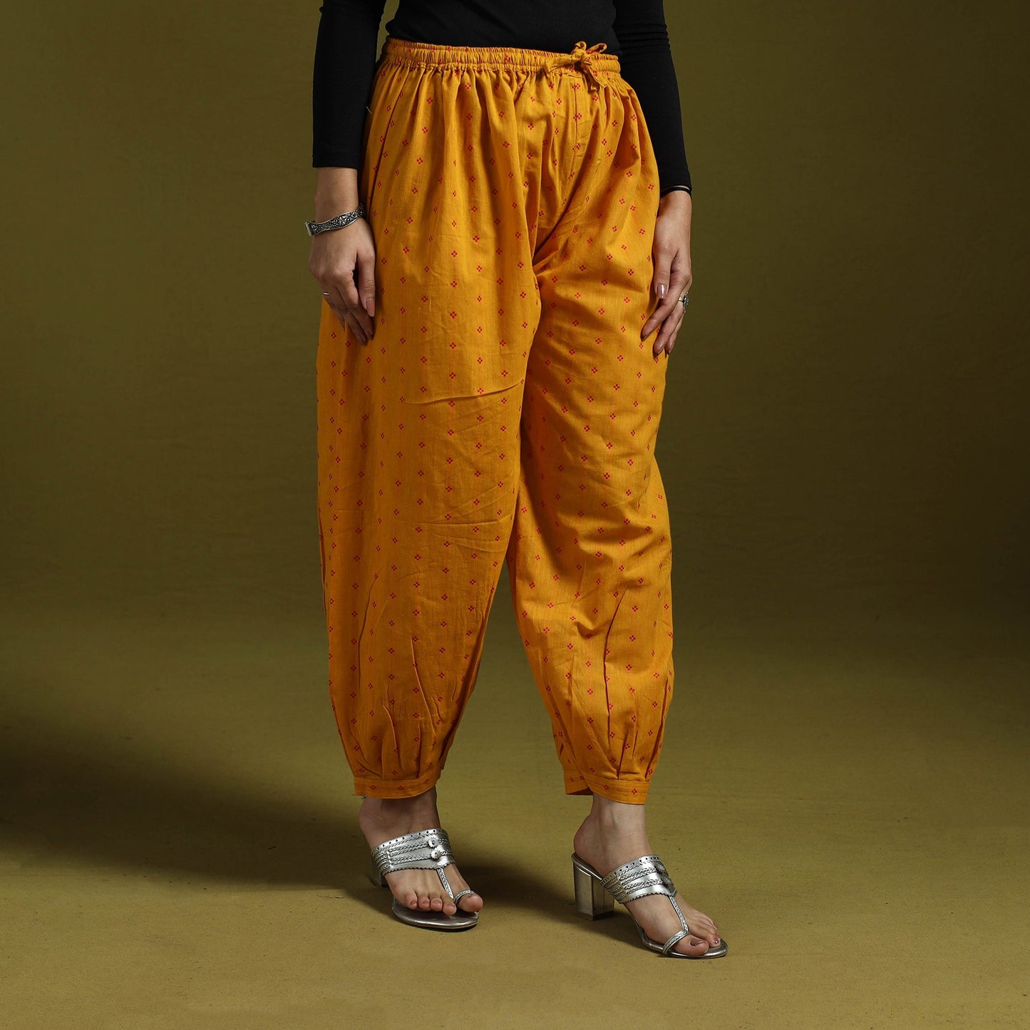 Jacquard weave cotton elasticated afghani salwar 02
