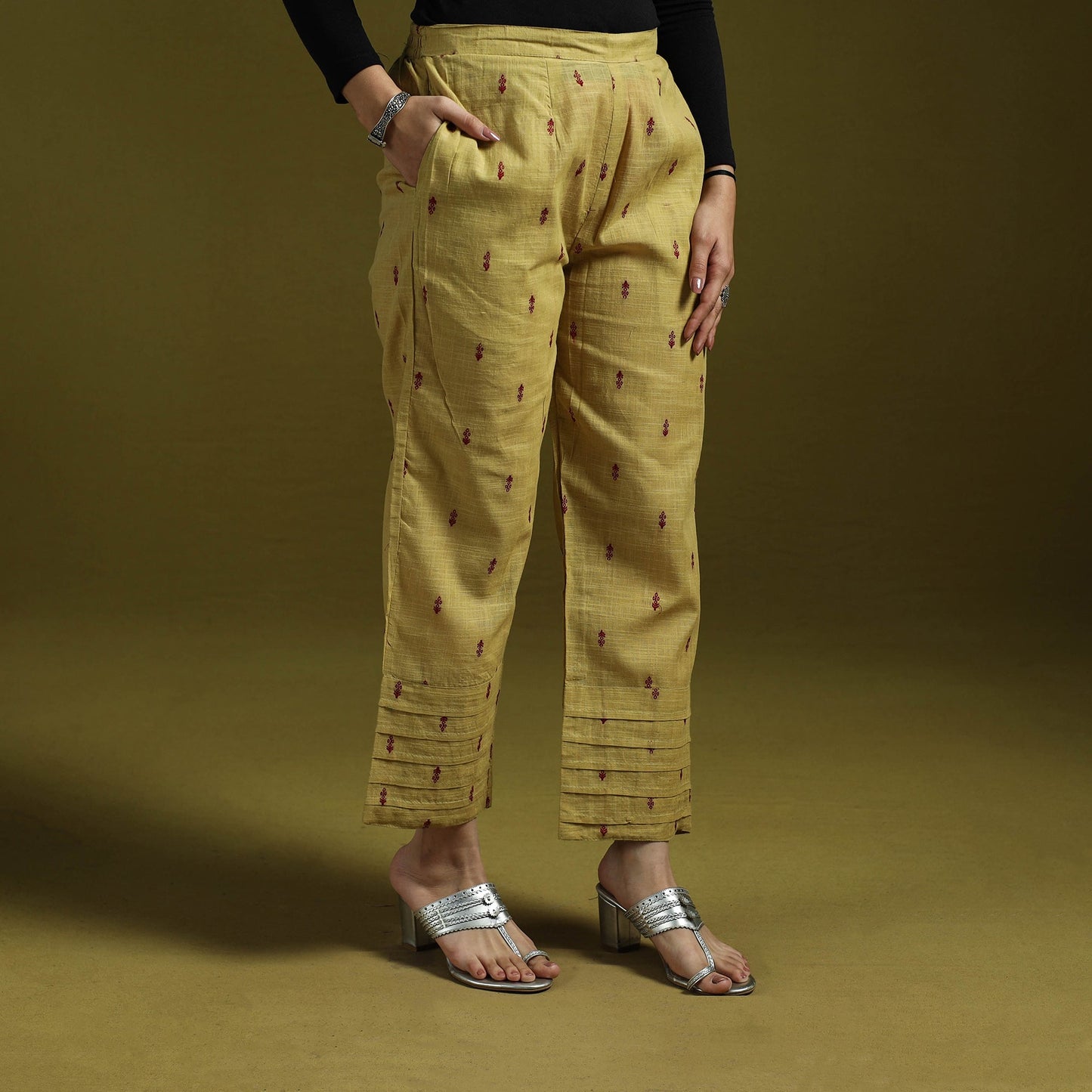 Jacquard weave cotton elasticated pant 21 - handcrafted