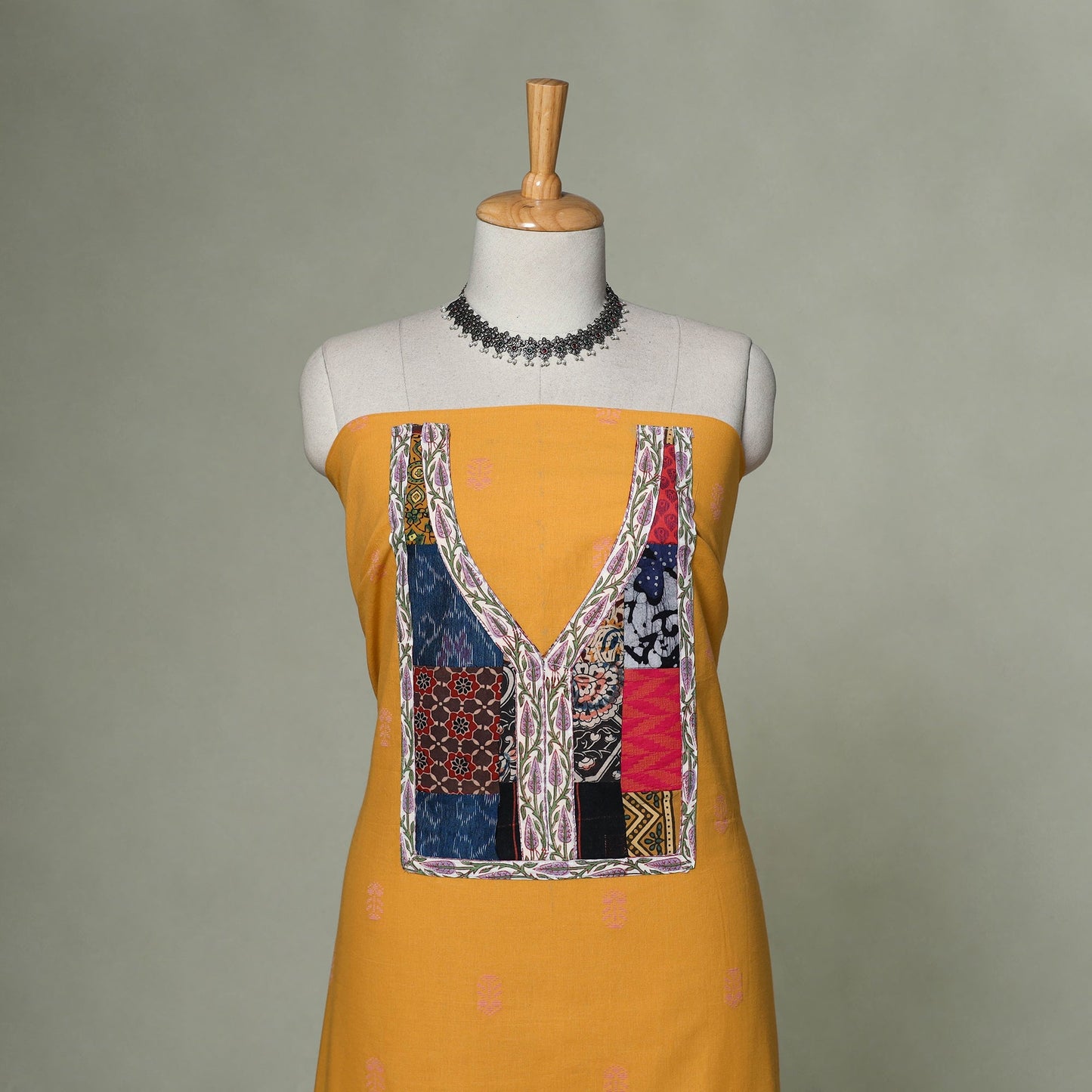 Jacquard weave cotton patchwork unstitched kurta material