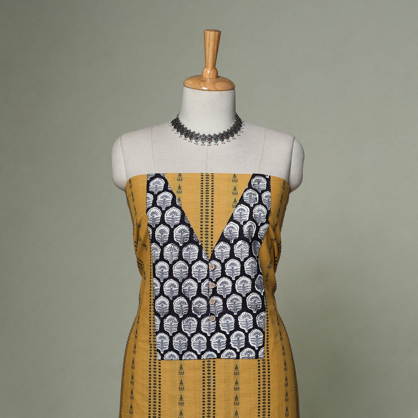 Jacquard weave cotton patchwork unstitched kurta material