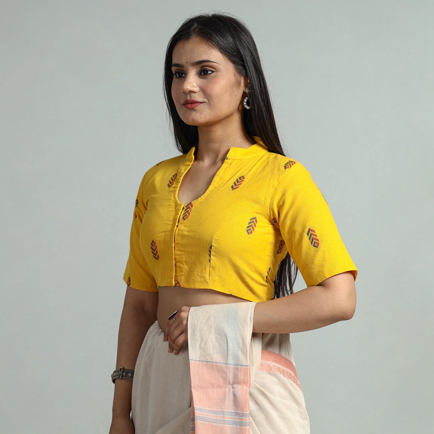 Buy Jacquard Weave Cotton Stitched Blouse