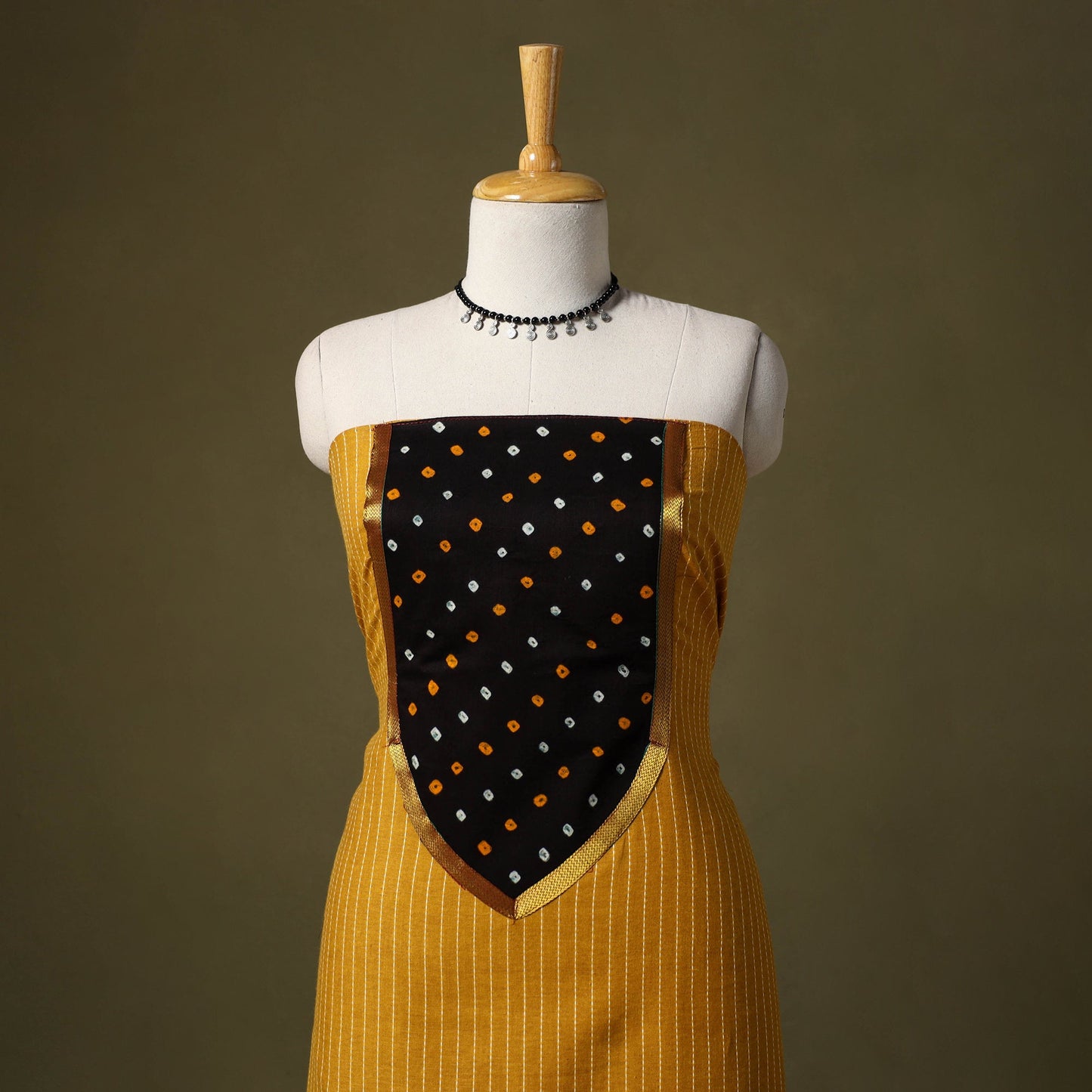 Yellow Jacquard Weave Cotton Unstitched Kurta Material