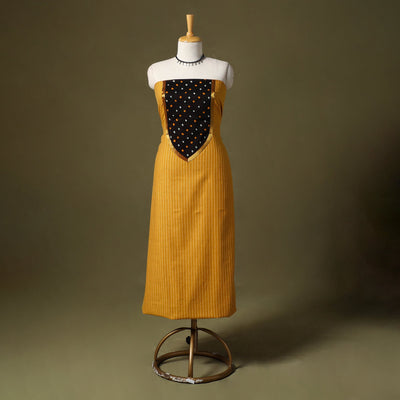 Yellow Jacquard Weave Cotton Unstitched Kurta Material