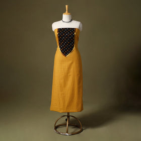 Yellow Jacquard Weave Cotton Unstitched Kurta Material