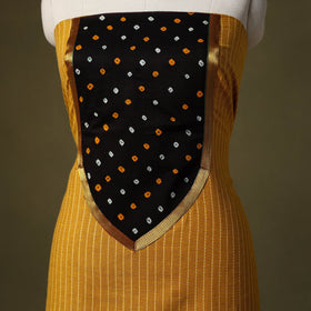 Yellow Jacquard Weave Cotton Unstitched Kurta Material