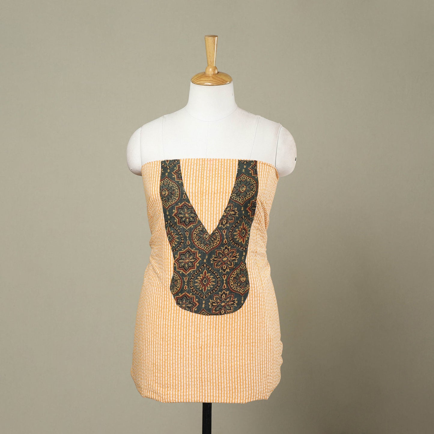 Buy Jaipur Print Yellow Patchwork Cotton Kurta Material