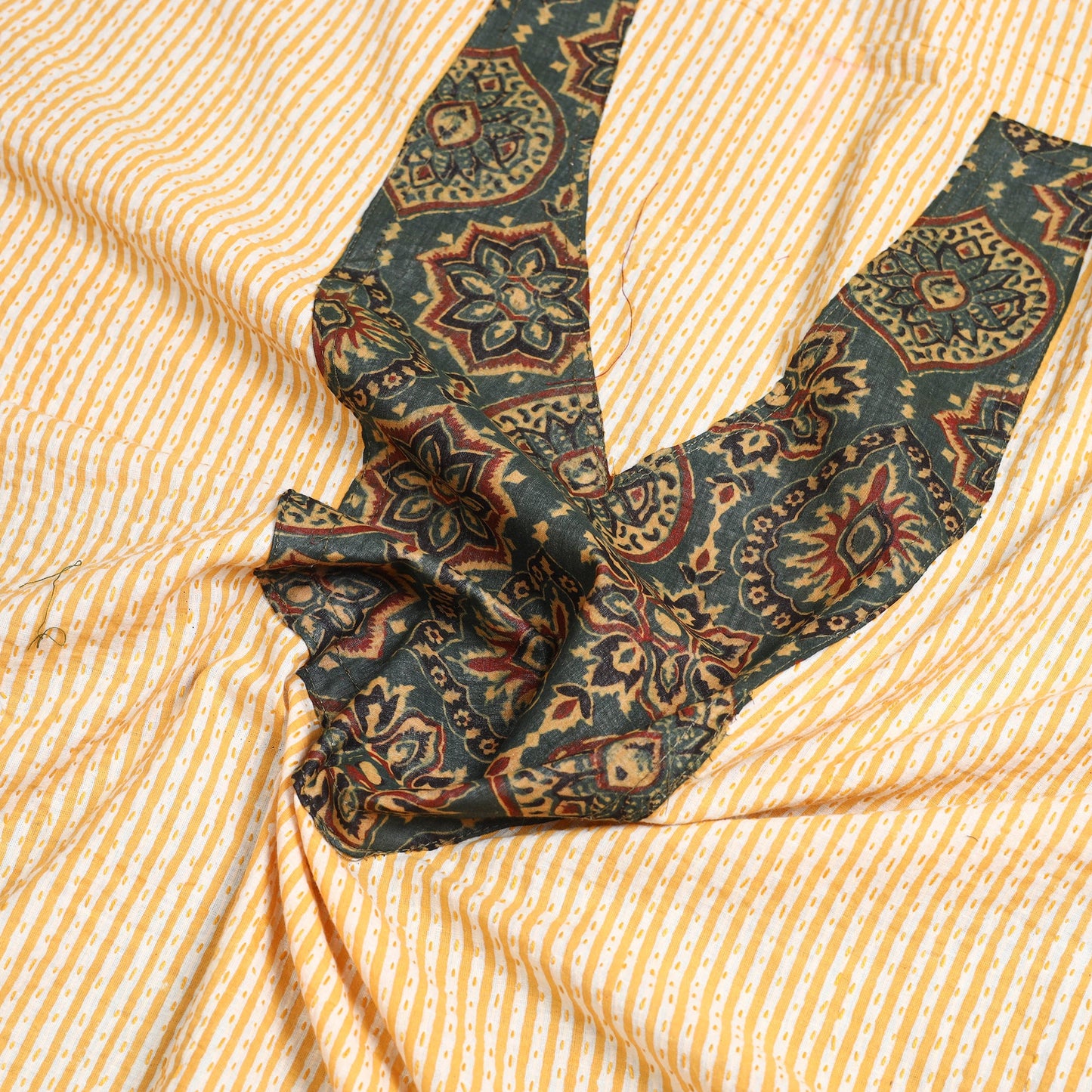 Buy Jaipur Print Yellow Patchwork Cotton Kurta Material