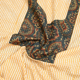 Buy Yellow Jaipur Print Patchwork Cotton Kurta Material