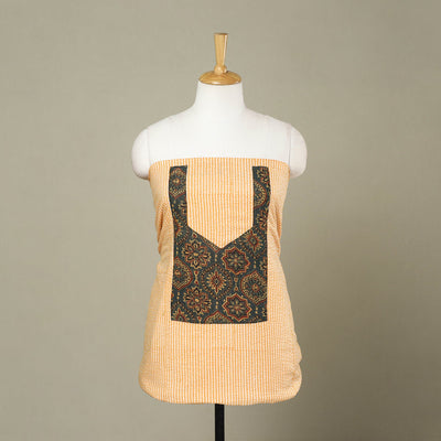 Buy Yellow Jaipur Print Patchwork Cotton Kurta Material