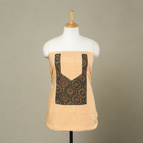 Buy Yellow Jaipur Print Patchwork Cotton Kurta Material