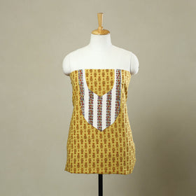 Buy Yellow Jaipur Print Patchwork Cotton Kurta Material
