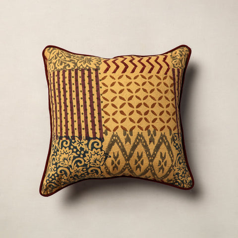 Yellow Jaipur Block Printed Canvas Cotton Cushion Cover
