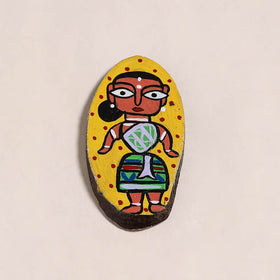 Jamini roy handpainted wooden fridge magnet 13 - handcrafted