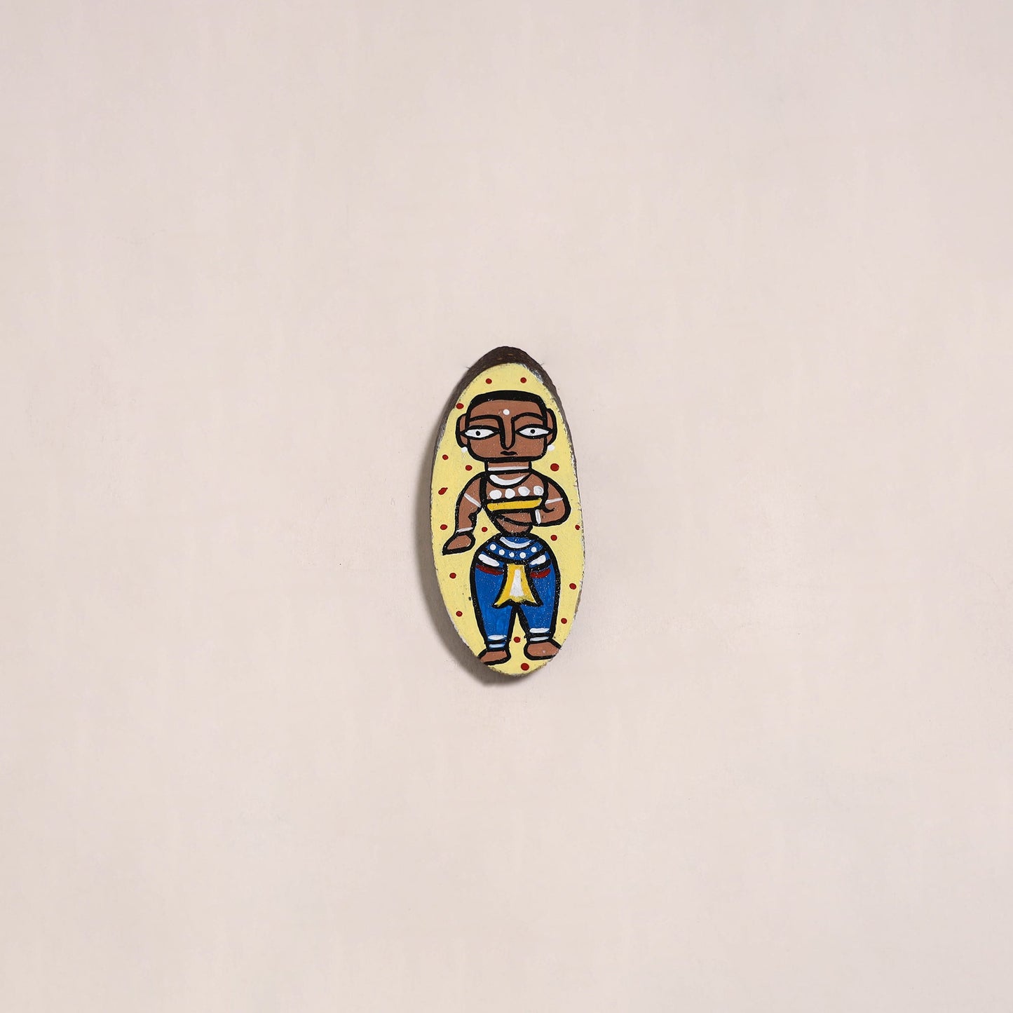 Jamini roy handpainted wooden fridge magnet 15 - handcrafted