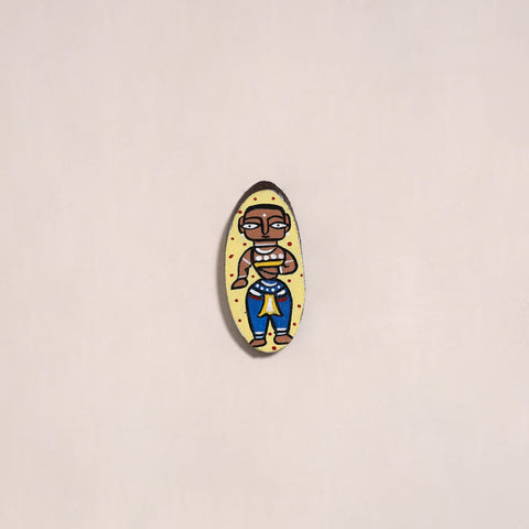 Jamini roy handpainted wooden fridge magnet 15 - handcrafted