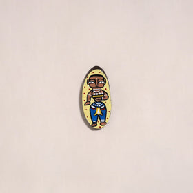 Jamini roy handpainted wooden fridge magnet 15 - handcrafted