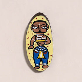 Jamini roy handpainted wooden fridge magnet 15 - handcrafted