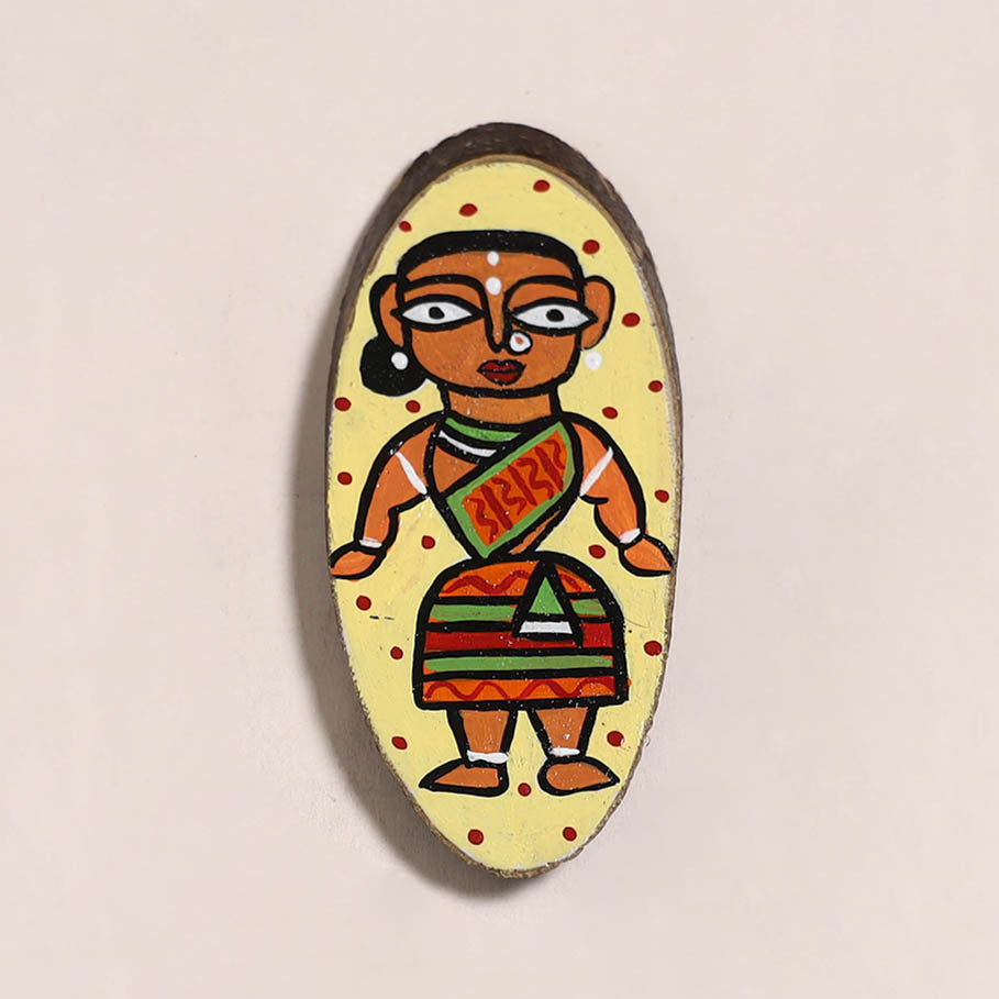 Warli handpainted wooden fridge magnet 21 - handcrafted