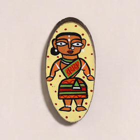 Warli handpainted wooden fridge magnet 21 - handcrafted