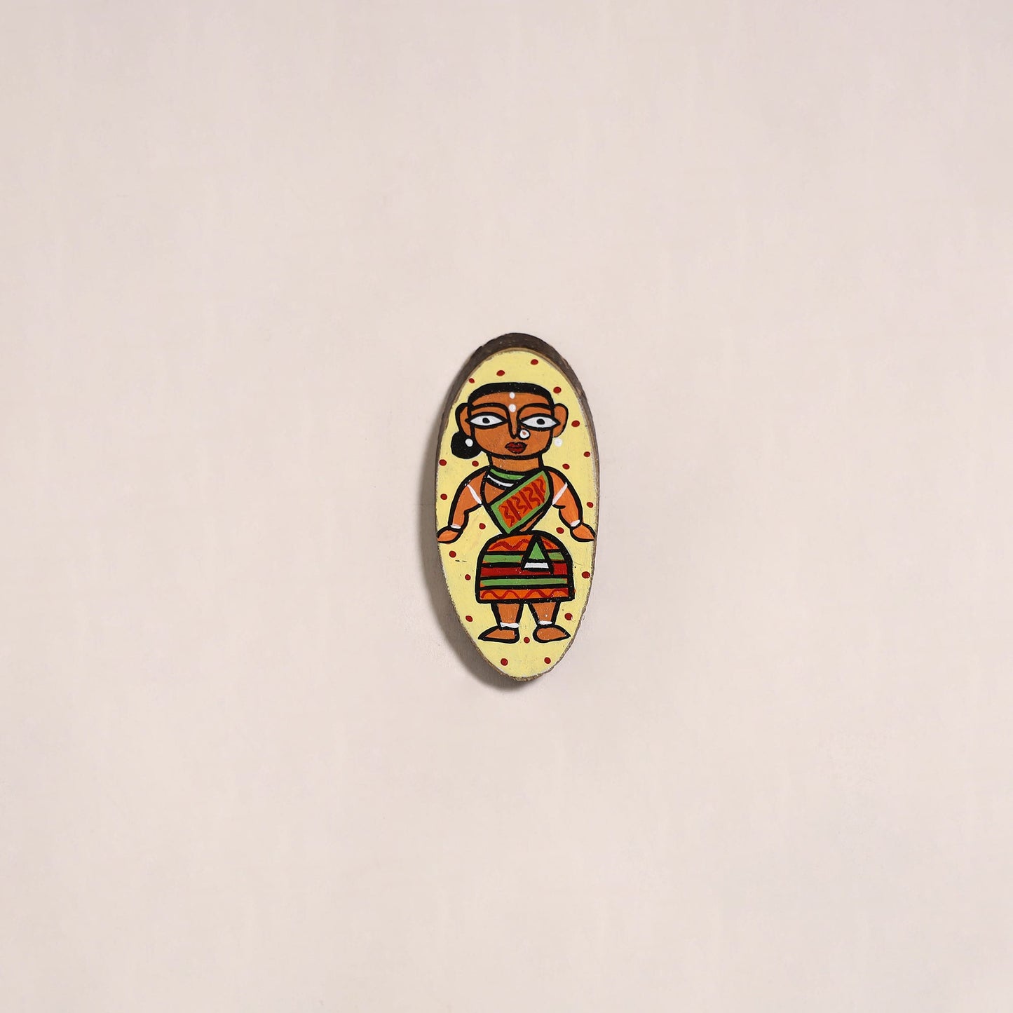 Warli handpainted wooden fridge magnet 21 - handcrafted