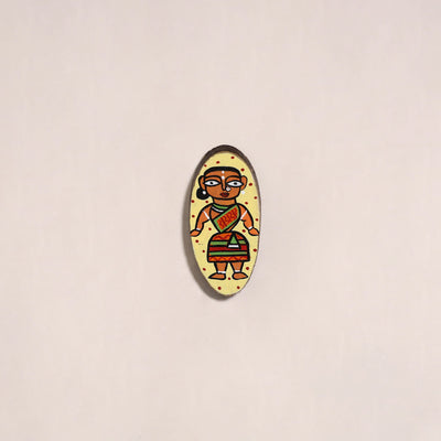 Warli handpainted wooden fridge magnet 21 - handcrafted