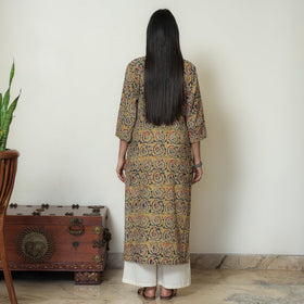 Kalamkari Block Print Cotton Pintuck Straight Kurta For Women