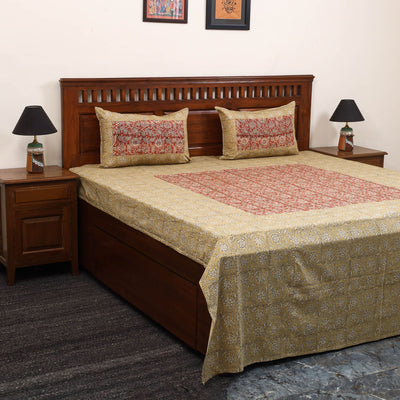 Kalamkari patchwork cotton bedsheet set 21 - handcrafted