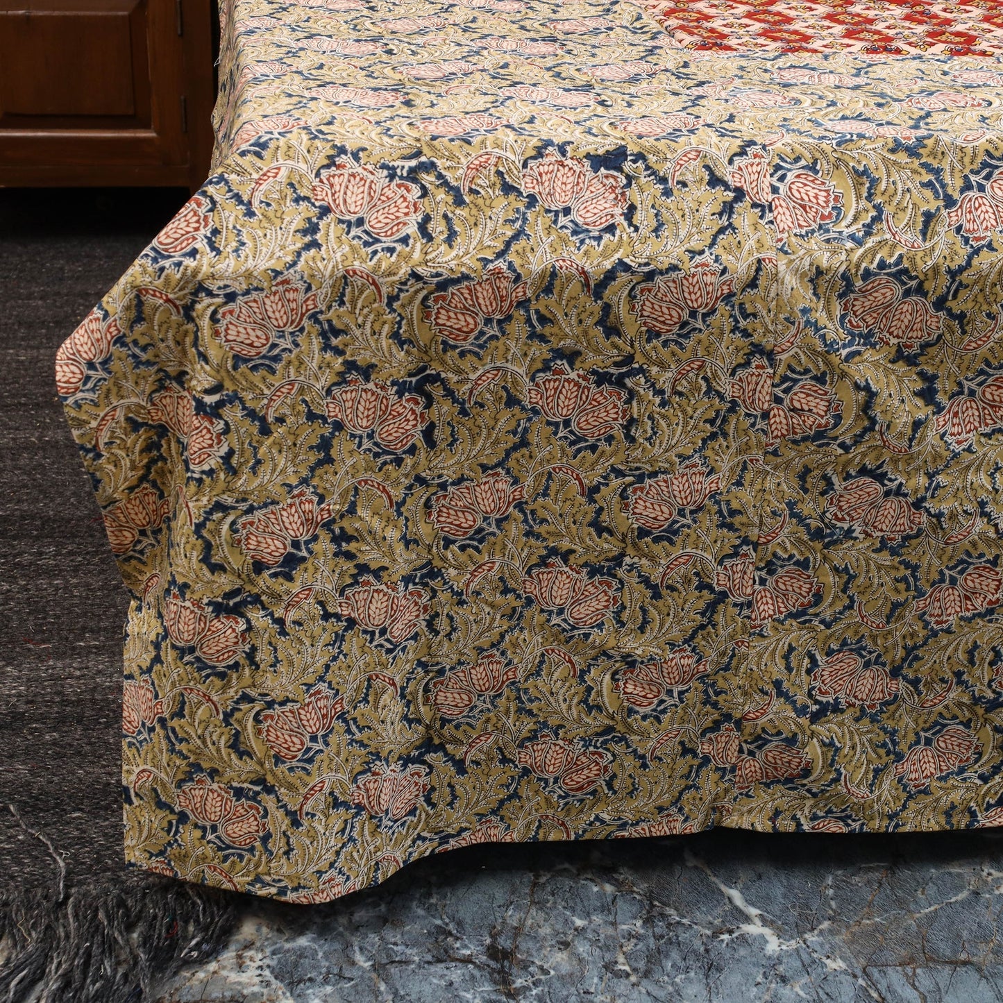 Kalamkari patchwork cotton bedsheet set 34 - handcrafted