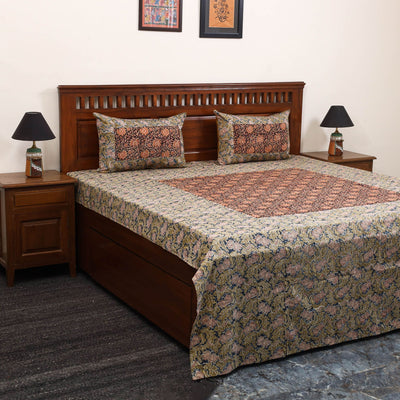Kalamkari patchwork cotton bedsheet set 20 - handcrafted