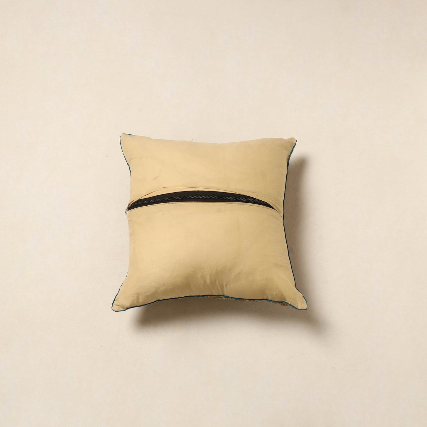 Yellow - kalamkari cotton cushion cover 50 - handcrafted