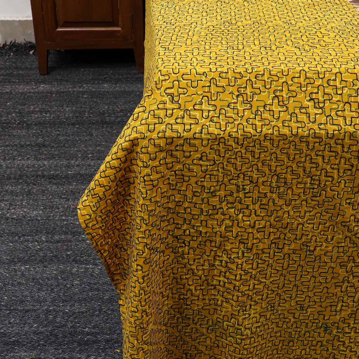 Buy Ajrakh Print with Kalamkari Patch Cotton Bedsheet Set