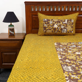 Buy Ajrakh Print with Kalamkari Patch Cotton Bedsheet Set