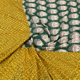 Buy Ajrakh Print with Kalamkari Patch Cotton Bedsheet Set