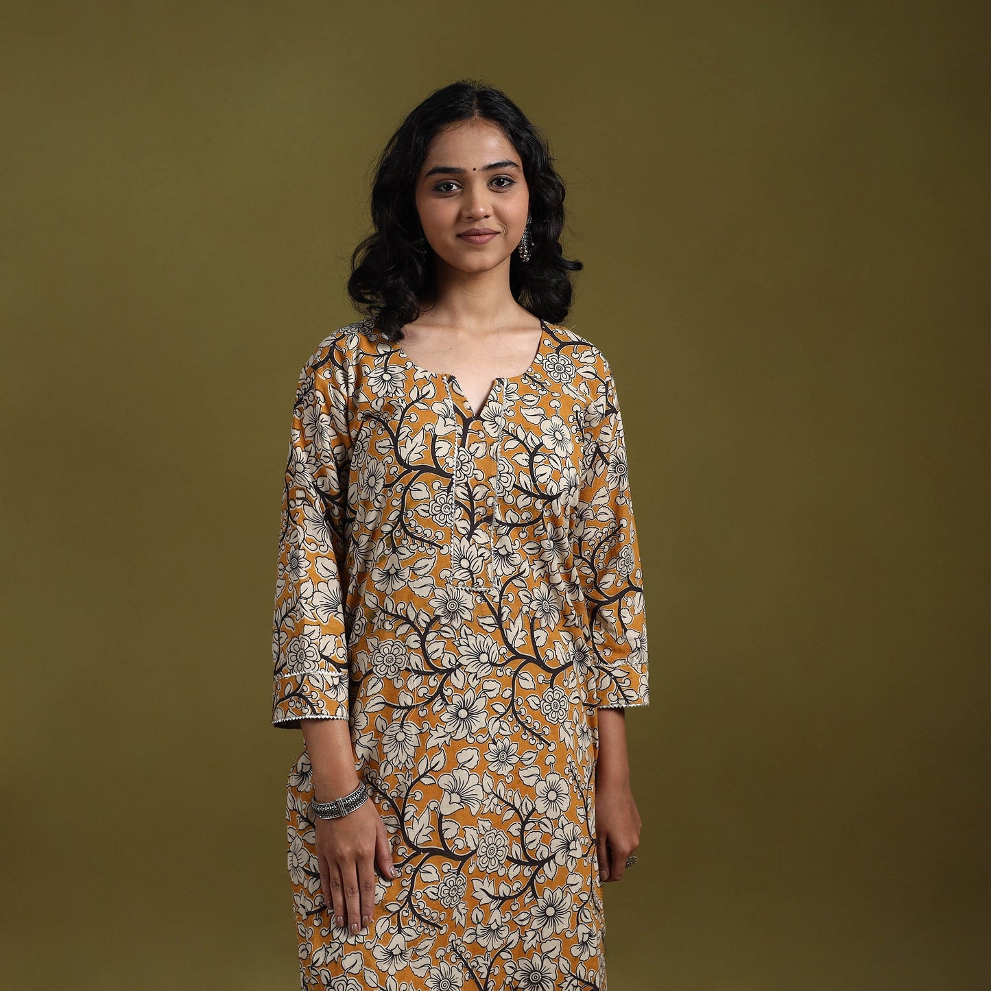 Kalamkari printed cotton 2pc kurta set for women 11