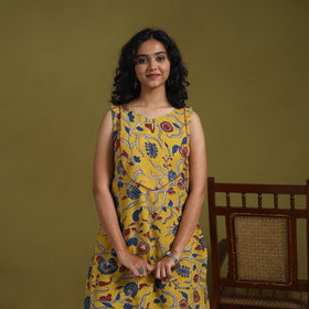 Yellow - kalamkari printed cotton 2pc kurta set for women