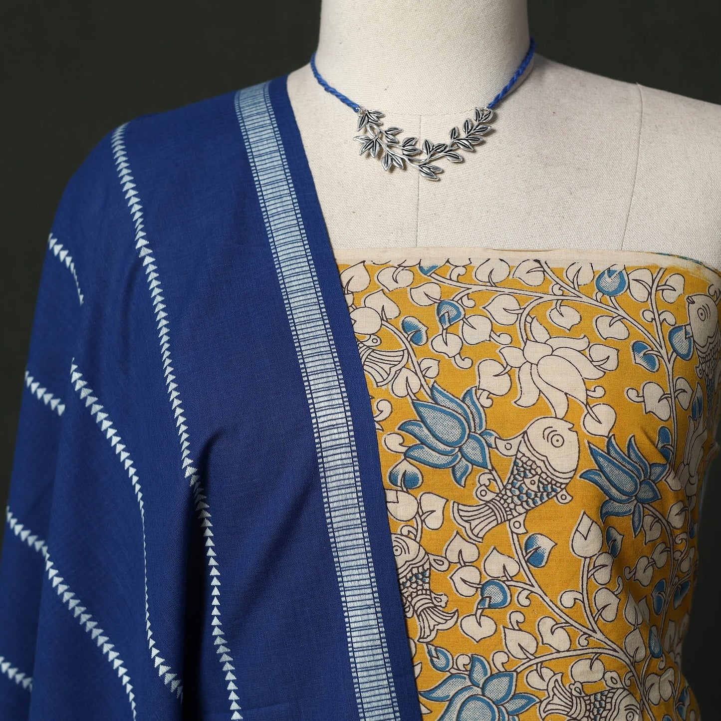 Kalamkari printed cotton 2pc unstitched dress material