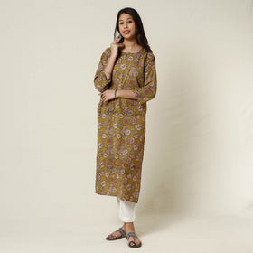 Kalamkari Printed Cotton Long Kurta For Women