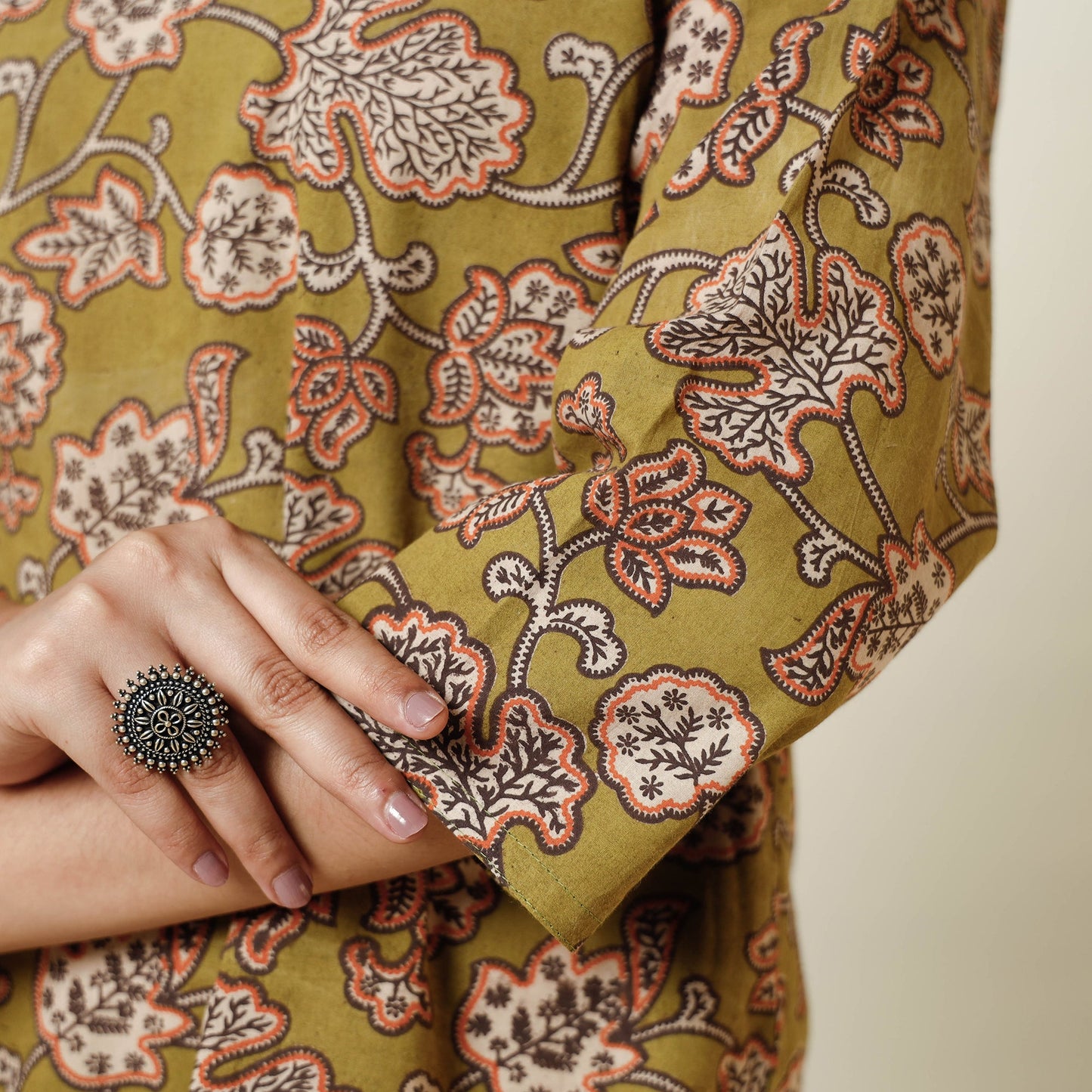  Kalamkari Printed Cotton Long Kurta For Women