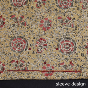  Kalamkari Block Printed Kundan & Bead Work Hand Embroidery Cotton Kurta Material 