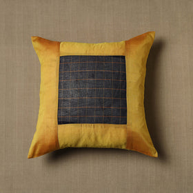Yellow - Kanchipuram Patchwork Cotton Cushion Cover 02