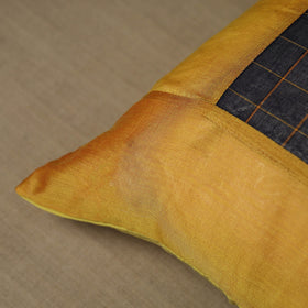 Yellow - Kanchipuram Patchwork Cotton Cushion Cover 02