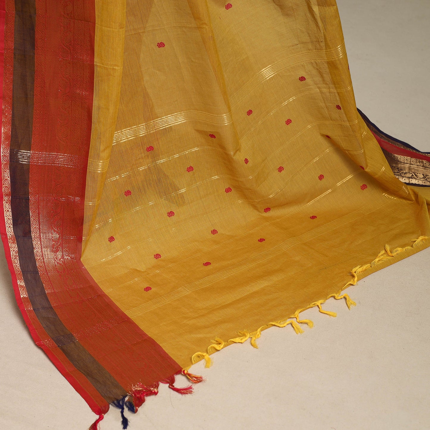 Yellow - kandangi thread buti chettinad cotton saree