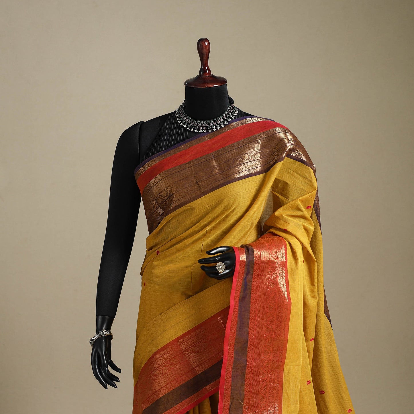 Yellow - kandangi thread buti chettinad cotton saree