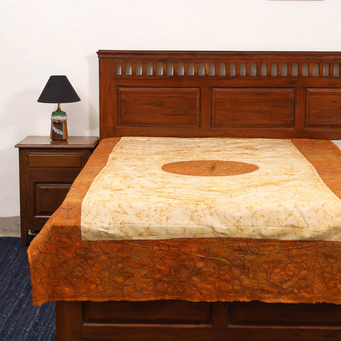 Kantha handwork cotton single hand batik bed sheet 02
