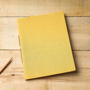 Yellow - Kantha Stitch Fabric Cover Handmade Paper Notebook (9 x 7 in)