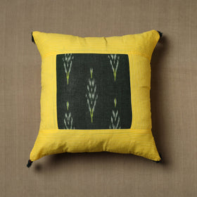 Yellow - Kantha Stitch Ikat Cotton Cushion Cover (16 x 16 in) 18