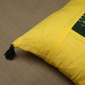 Yellow - Kantha Stitch Ikat Cotton Cushion Cover (16 x 16 in) 18