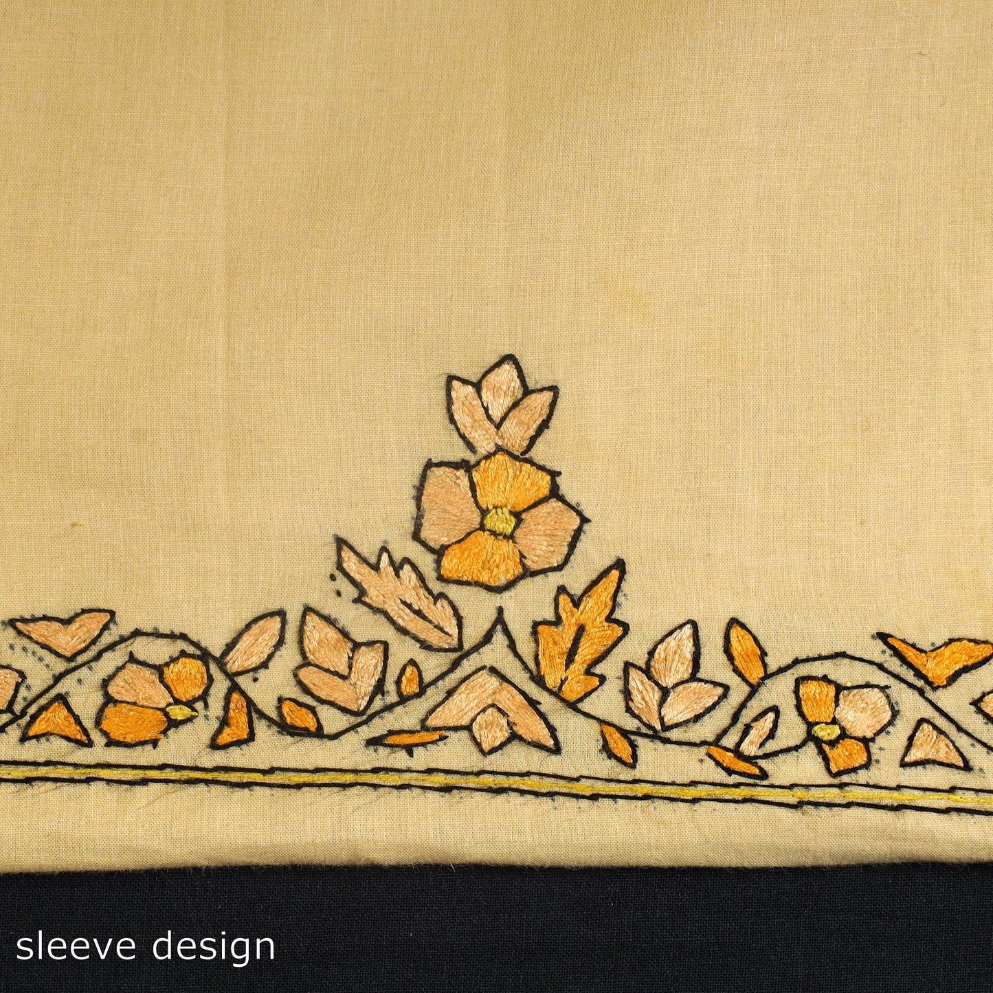 Yellow - kashida hand embroidery cotton unstitched kurta