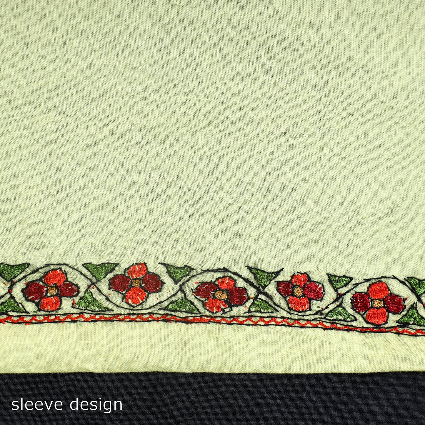 Yellow - kashida hand embroidery cotton unstitched kurta
