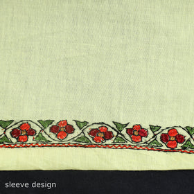 Yellow - kashida hand embroidery cotton unstitched kurta